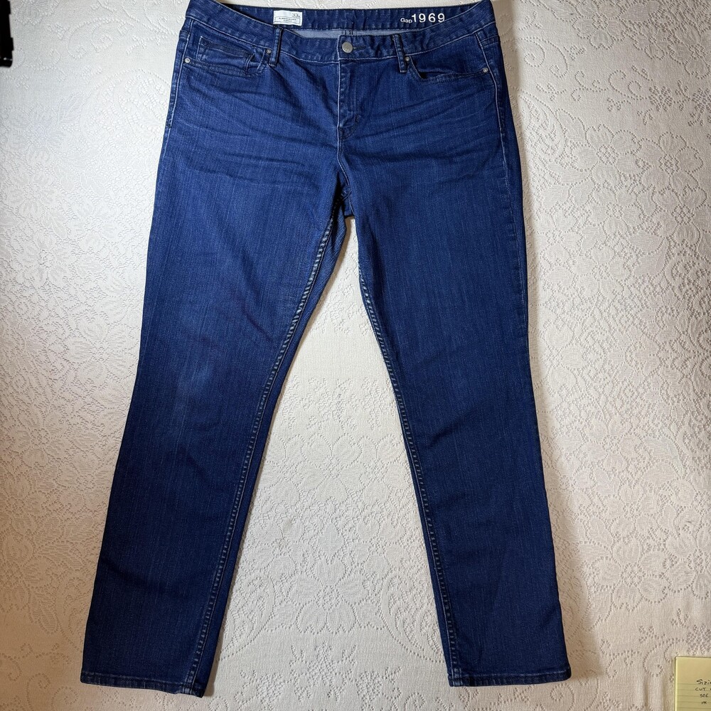 Gap 1969 Always Skinny Cuffed Jeans Mens 33S Blue Riverside Wash Stretch Denim